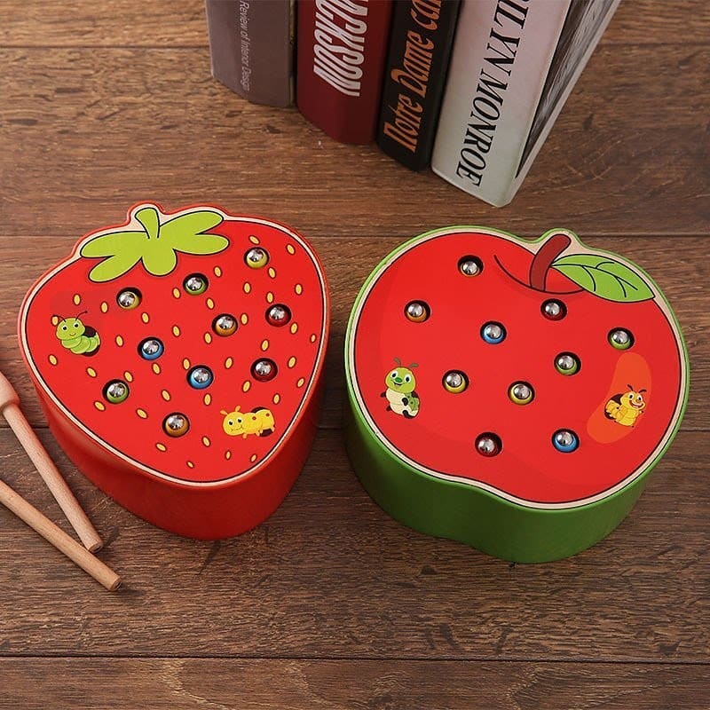 🍏🍓 🐛  МАГНИТНАЯ РЫБАЛКА С ЧЕРВЯЧКАМИ "Яблоко" / "Клубника"