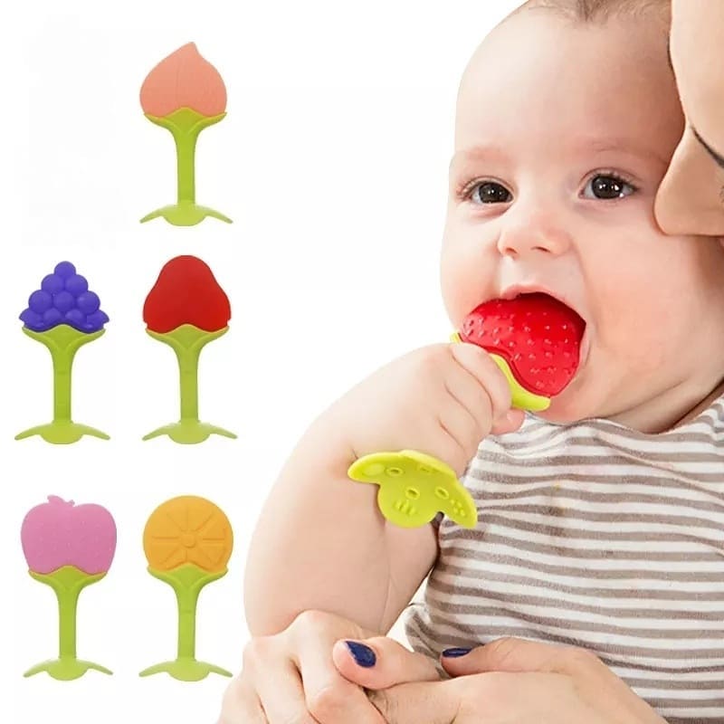 👶 СИЛИКОНОВЫЕ ПРОРЕЗЫВАТЕЛИ (ГРЫЗУНКИ) «Фрукты» в защитном футляре