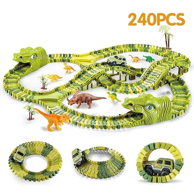 🦖ИГРОВОЙ ГИБКИЙ ТРЕК "DinoPark" с машинками и динозаврами