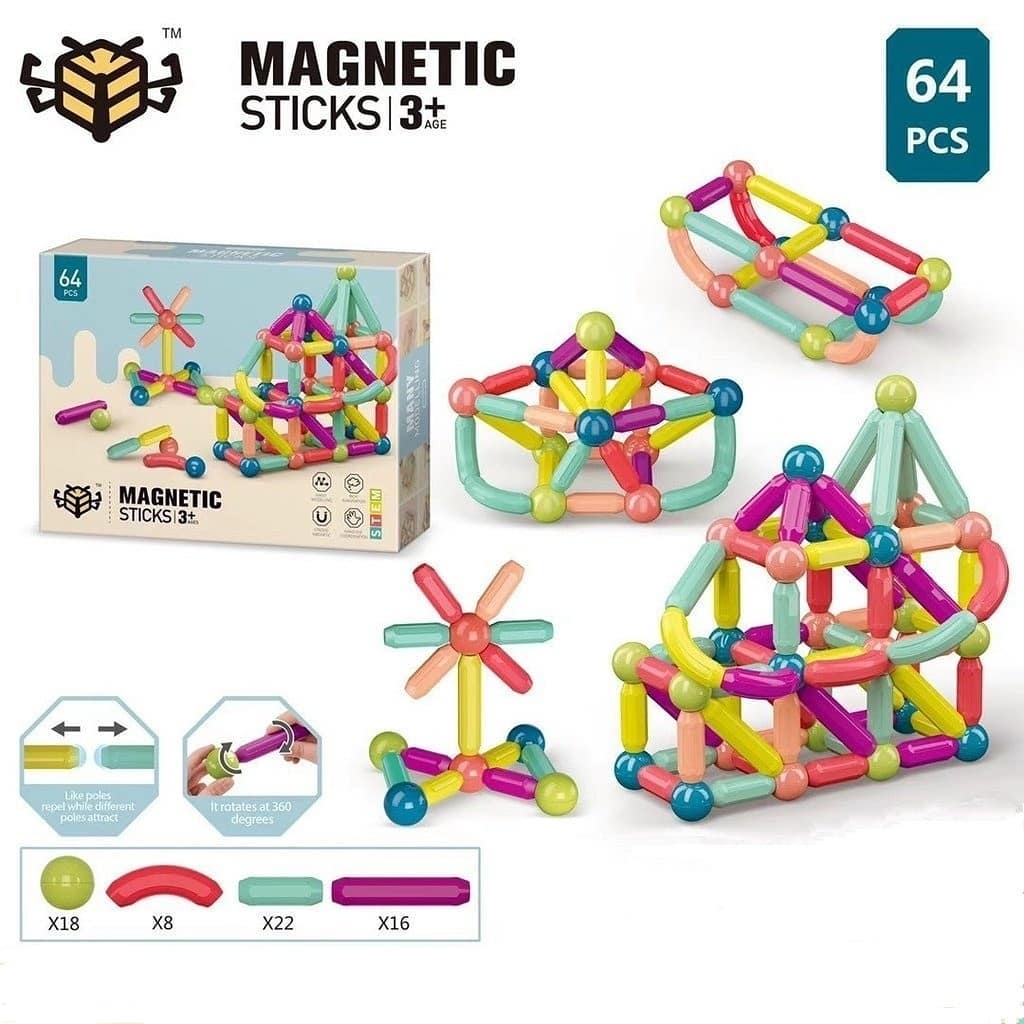 🧲 МАГНИТНЫЙ КОНСТРУКТОР «Magnetic sticks» (64 элементов)