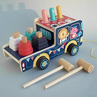 🚚 РАЗВИВАЮЩИЙ ИГРОВОЙ ЦЕНТР «3в1» «Грузовик» (каталка+стучалка+сортер-пирамидка)