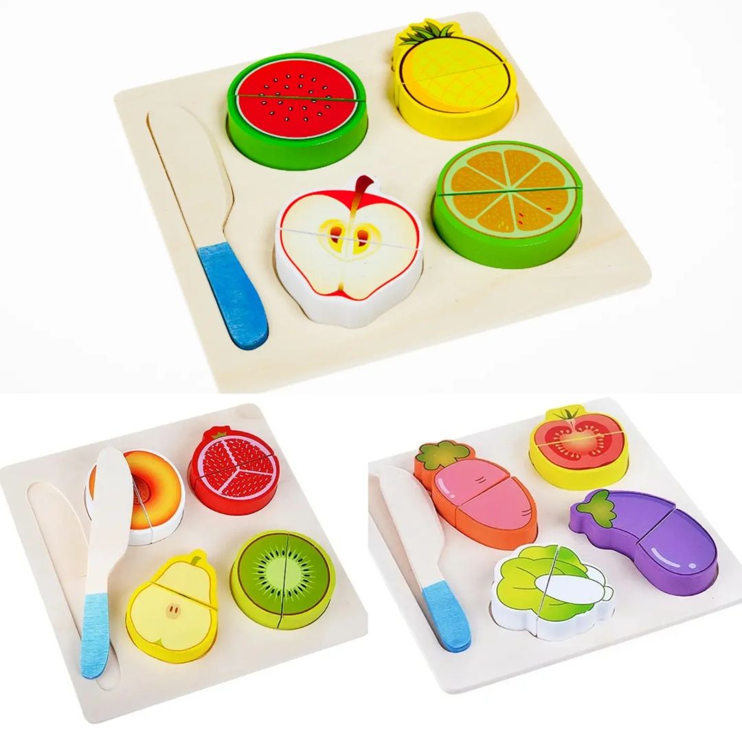 🍉🥝 ДЕРЕВЯННЫЕ НАРЕЗНЫЕ ФРУКТЫ/ОВОЩИ на дощечке (из 4 шт)