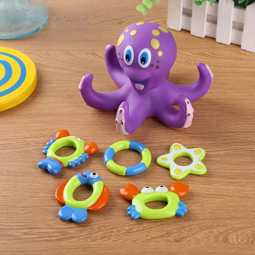 🐙 ИГРУШКА ДЛЯ ВАННЫ «Осьминог» с кольцами-игрушками