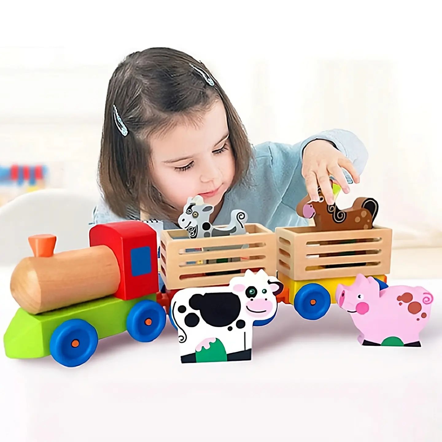 🚂🚃 ДЕРЕВЯННАЯ ИГРУШКА «Паровоз с домашними животными»