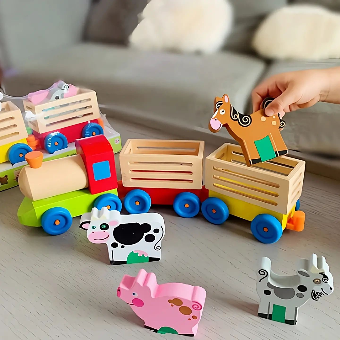🚂🚃 ДЕРЕВЯННАЯ ИГРУШКА «Паровоз с домашними животными»